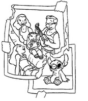 coloriage Lilo et Stitch photo de famille